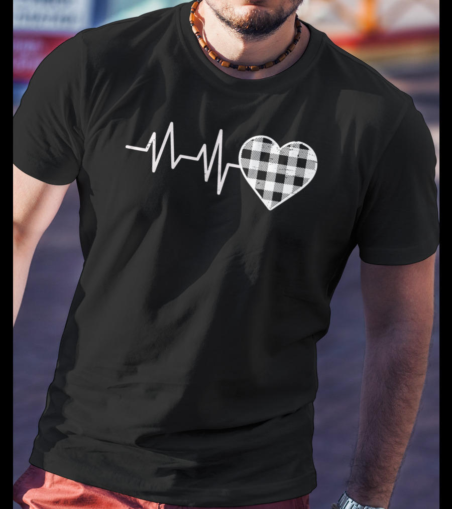 Heartbeat Buffalo Plaid Heart Val T-Shirt