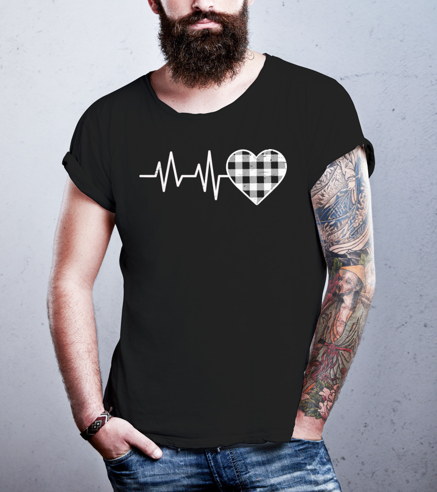 Heartbeat Buffalo Plaid Heart Val T-Shirt
