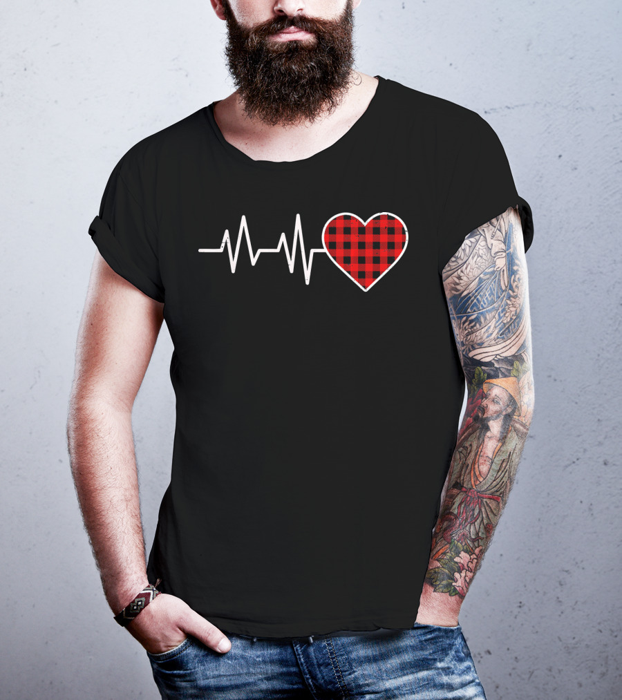 Heartbeat Red Buffalo Plaid Heartbeat T-Shirt