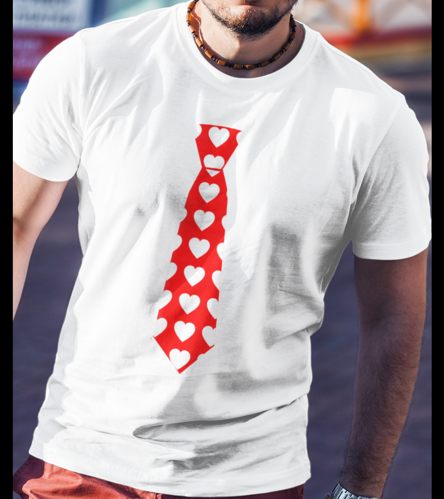 Hearts Pattern Necktie Valentine Love T-Shirt