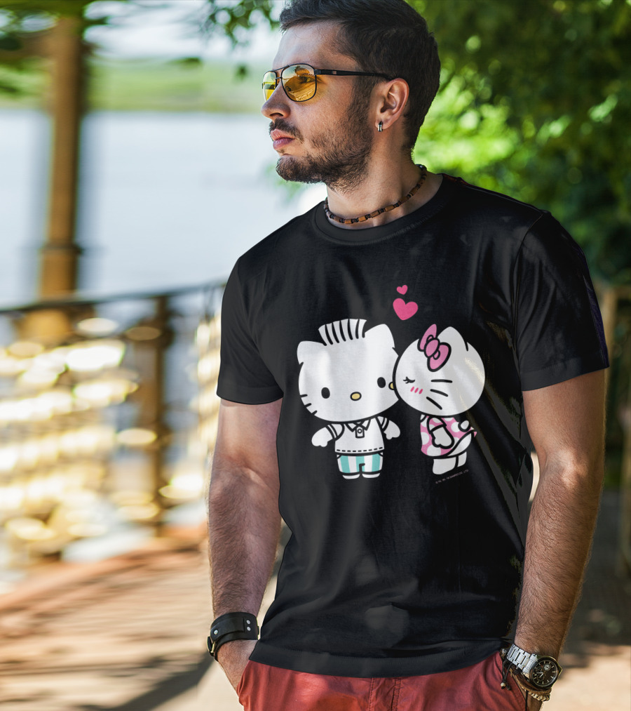 Hello Kitty And Dear Daniel With Hearts And Kiss For Valentine's Day T-Shirt