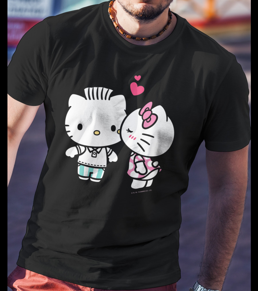 Hello Kitty And Dear Daniel With Hearts And Kiss For Valentine's Day T-Shirt