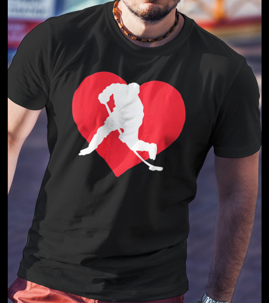 Valentine's Day Hockey Lover Heart T-Shirt