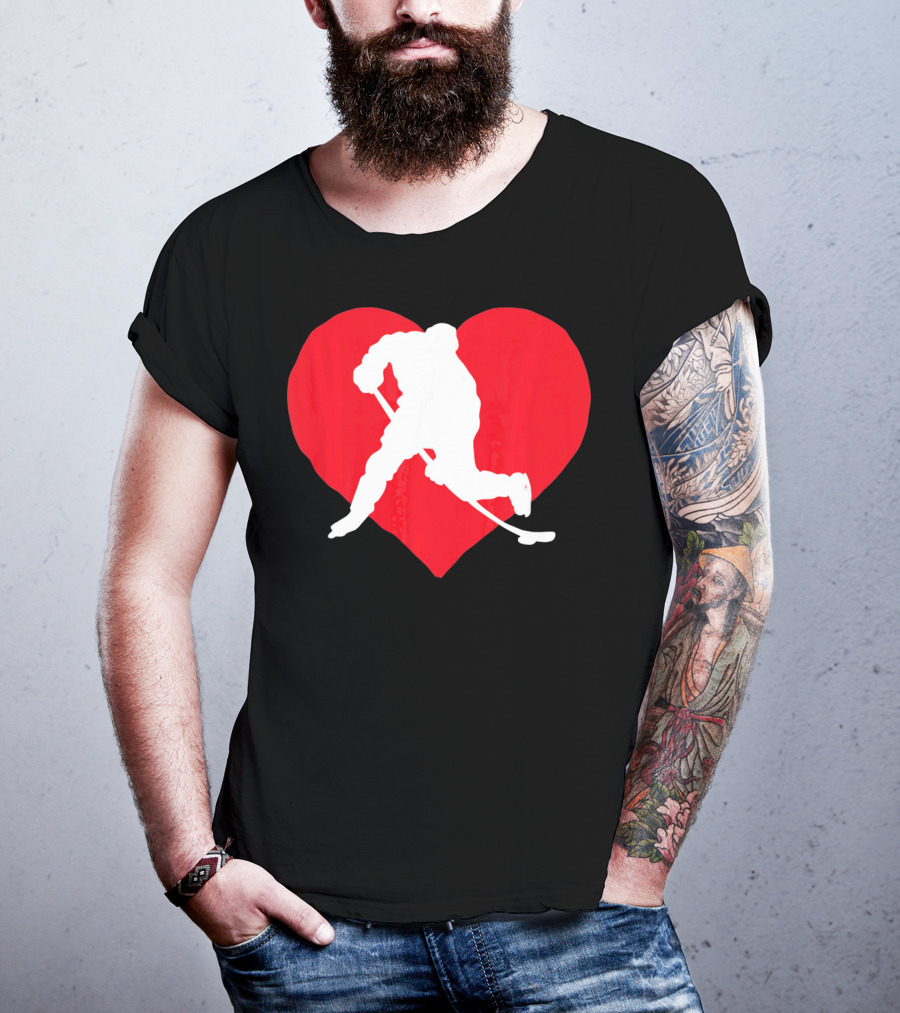 Valentine's Day Hockey Lover Heart T-Shirt