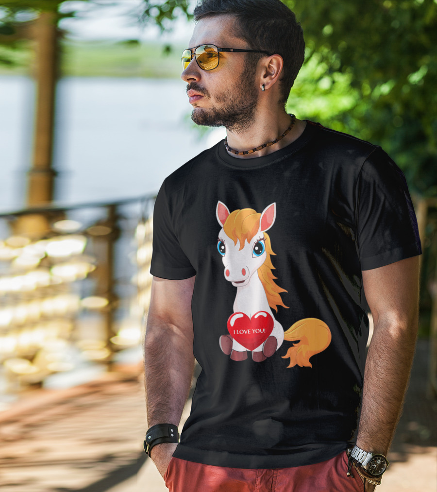 Horse With Heart Saying I Love You Valentine T-Shirt