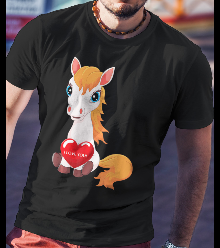 Horse With Heart Saying I Love You Valentine T-Shirt