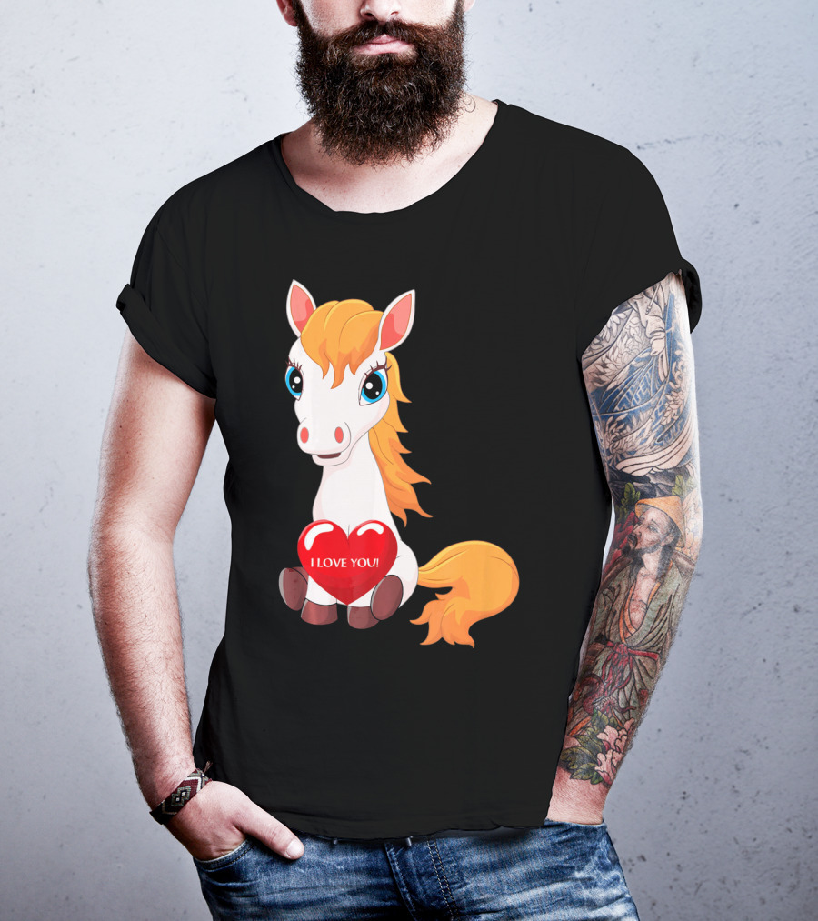 Horse With Heart Saying I Love You Valentine T-Shirt