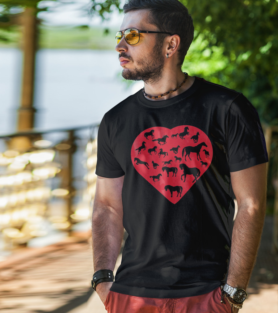 Valentine Day Heart With Horse T-Shirt