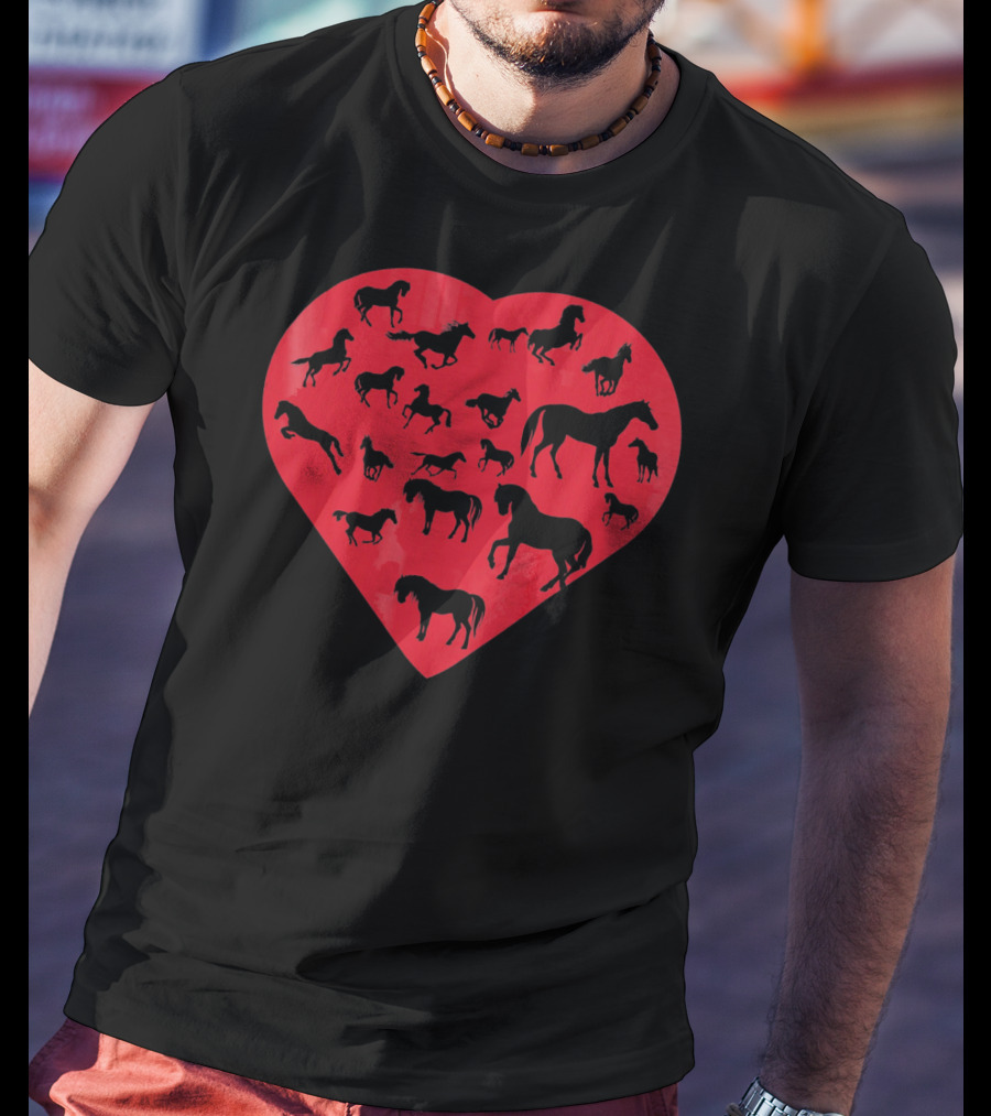 Valentine Day Heart With Horse T-Shirt