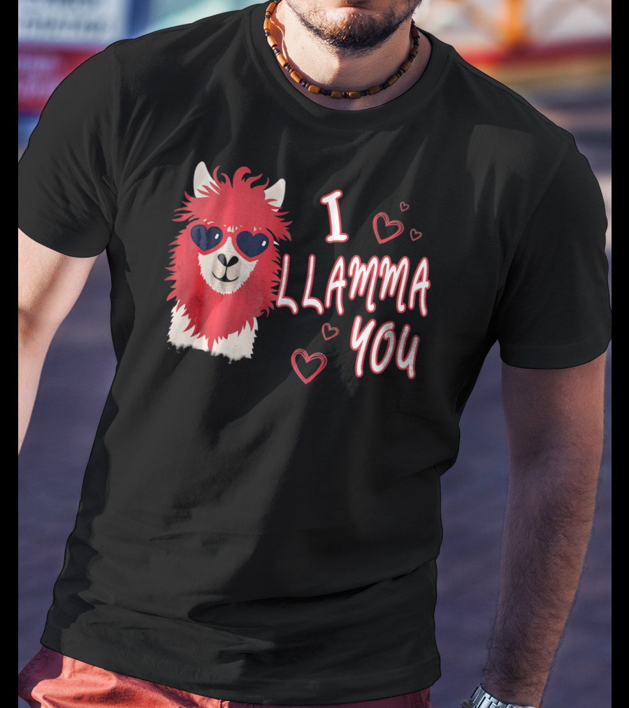 I Llamma You Heart Sunglasses Red Llama T-Shirt