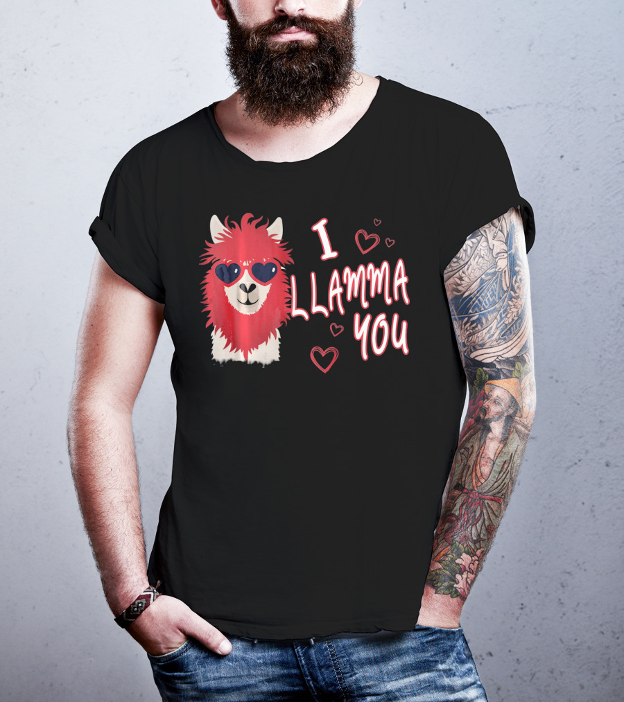 I Llamma You Heart Sunglasses Red Llama T-Shirt