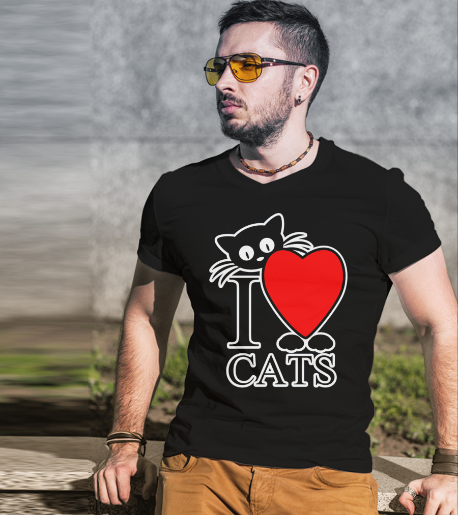 I Love Cats Valentines Day Cat Lover T-Shirt