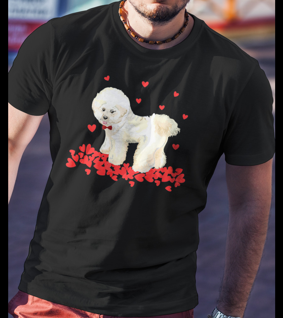 I Love My Bichon Frise Surrounded By Red Hearts Valentine's Day T-Shirt