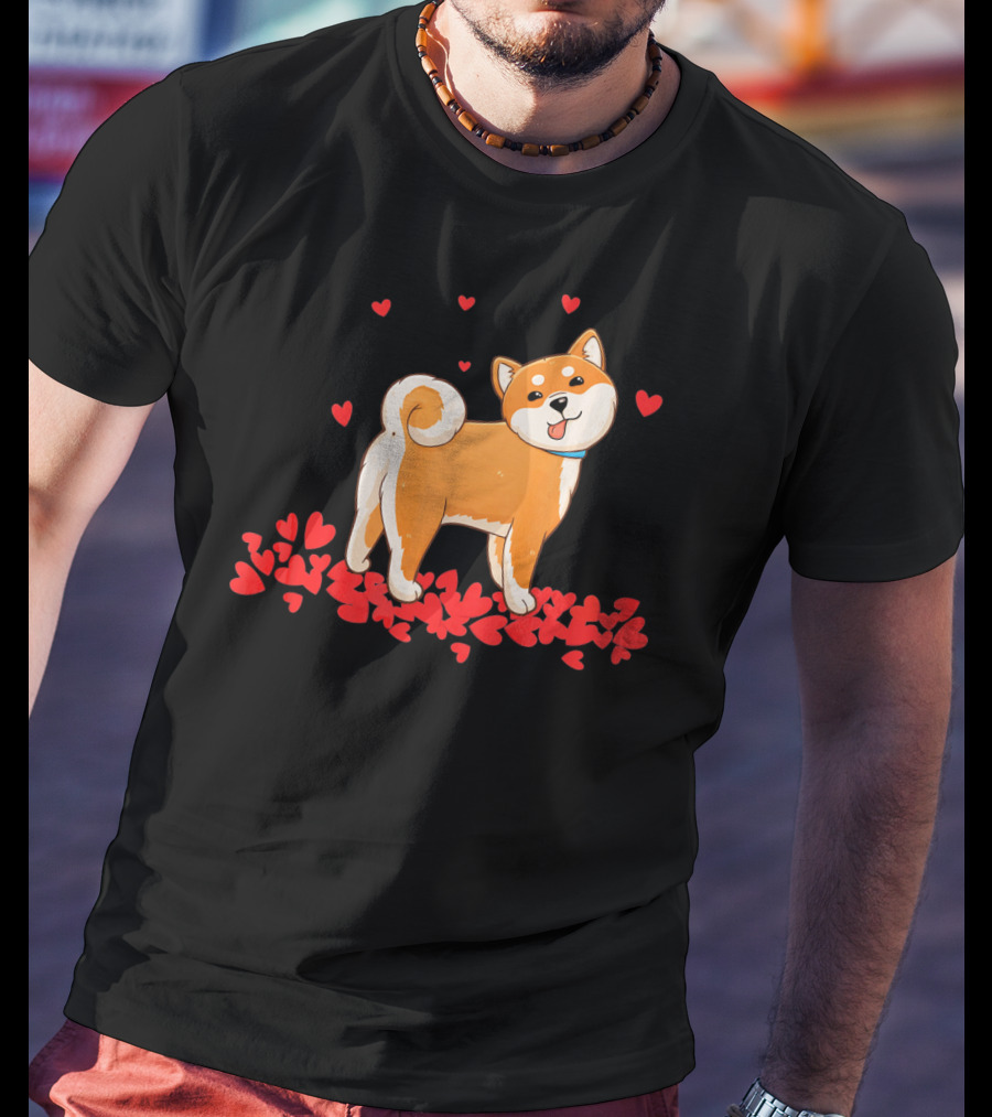 I Love My Shiba Inu Surrounded By Valentine Hearts T-Shirt
