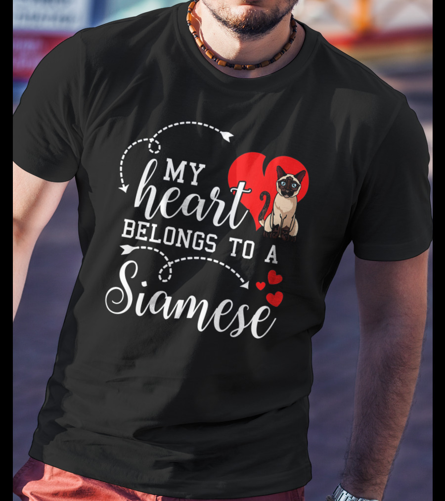 My Heart Belongs To A Siamese Cat Lover Mom With Cute Funny T-Shirt