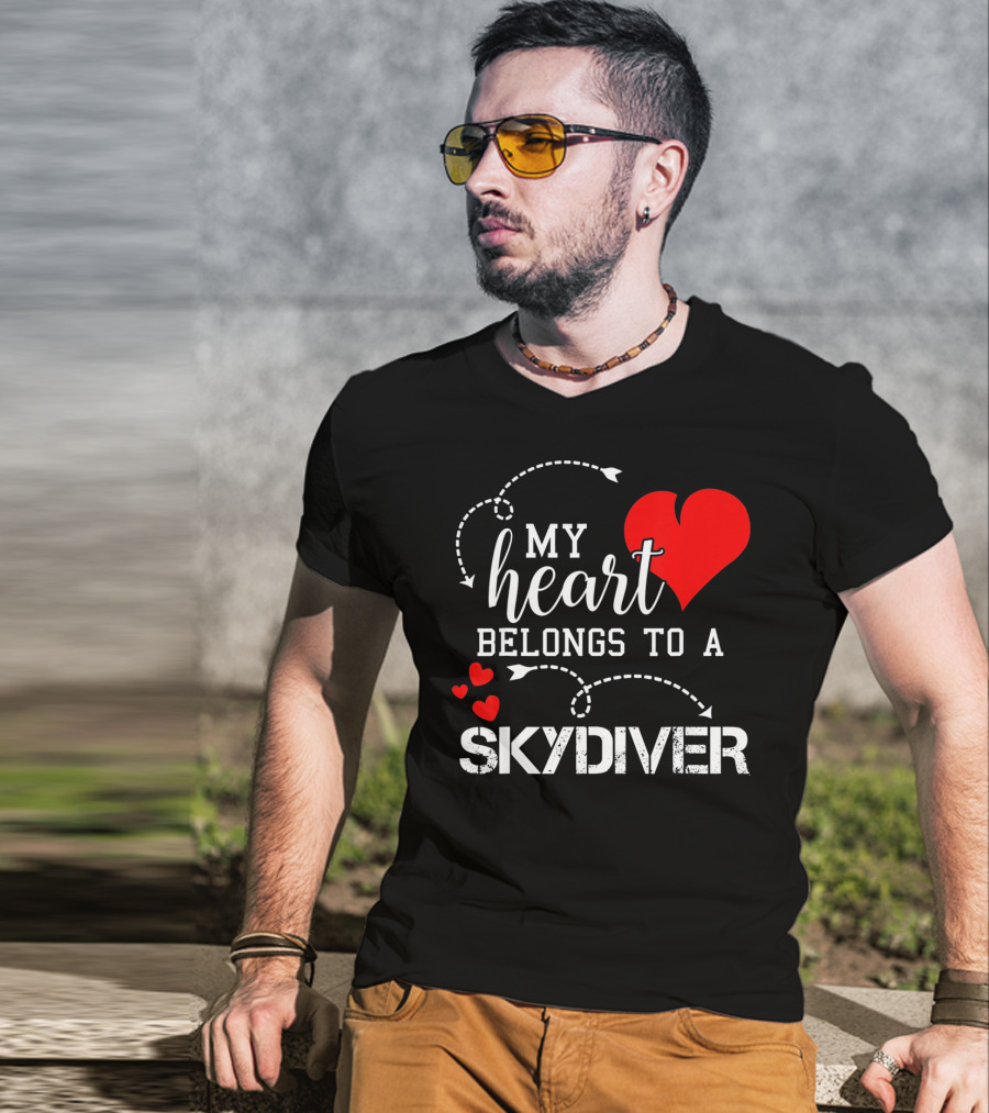 My Heart Belongs To A Skydiver T-Shirt