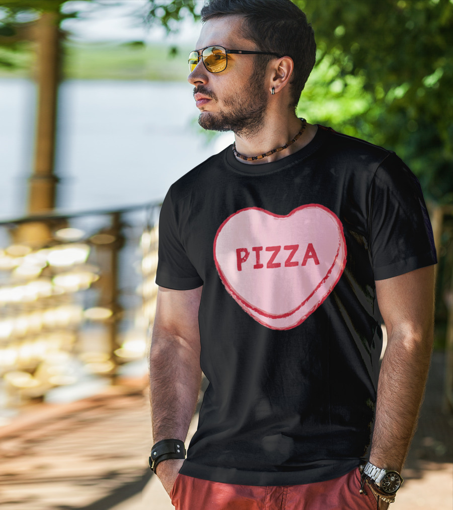 I Love Pizza Sweet Candy Hearts Valenti Pizza Heart T-Shirt