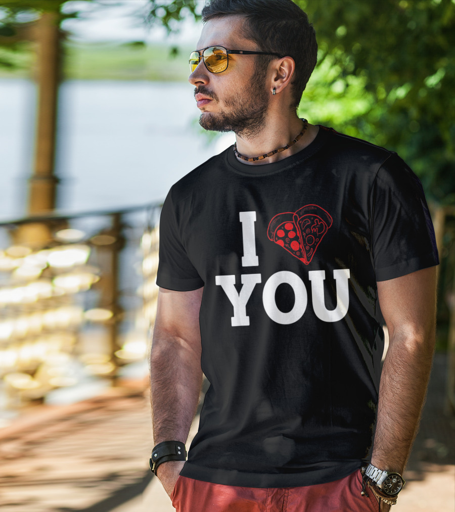 I Love You Pizza Lovers Valentines Day Heart-Shaped Pizza Slices T-Shirt