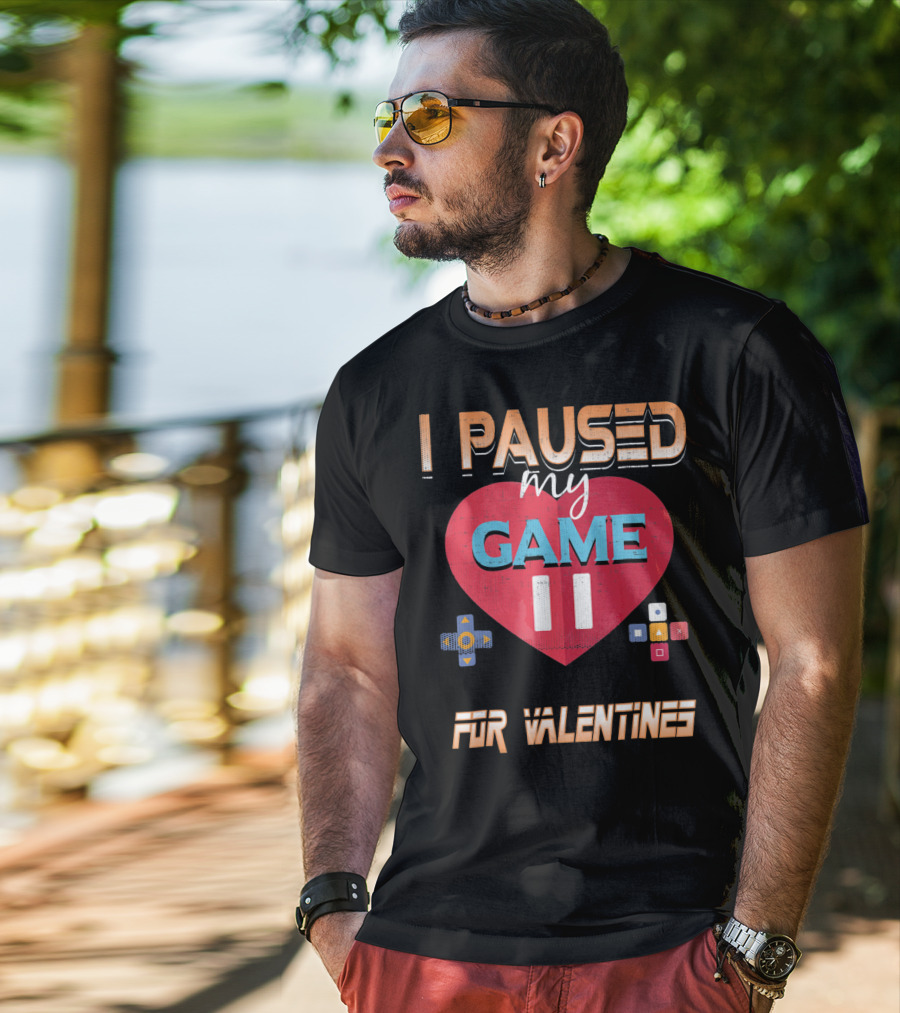 I Paused My Game For Valentines Heart And Controller Buttons T-Shirt