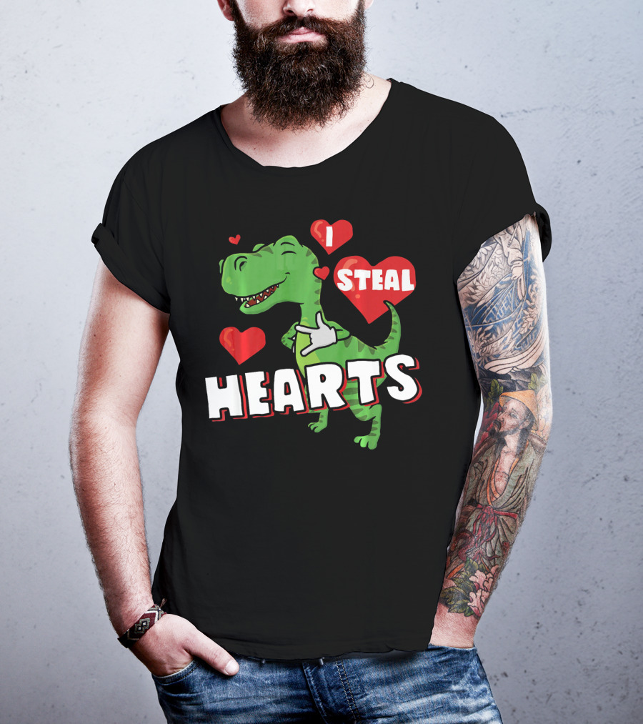 I Steal Hearts Dinosaur Valentine's Day T-Shirt