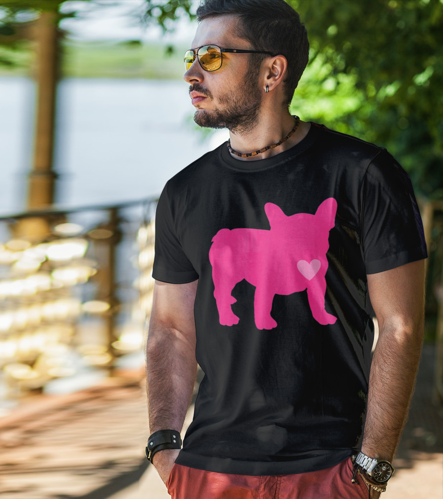 Ition Frenchie Pink Heart Valentine T-Shirt