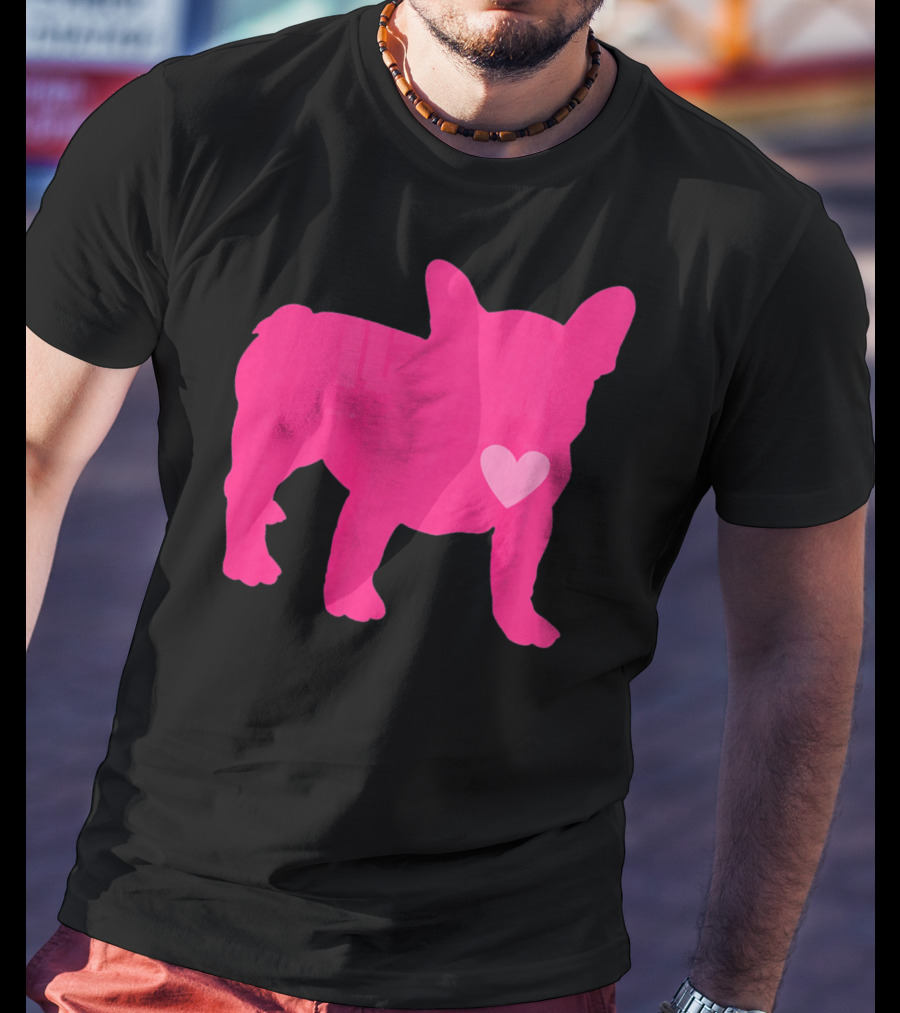 Ition Frenchie Pink Heart Valentine T-Shirt