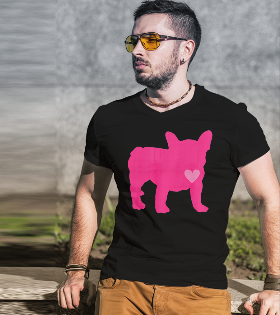 Ition Frenchie Pink Heart Valentine T-Shirt