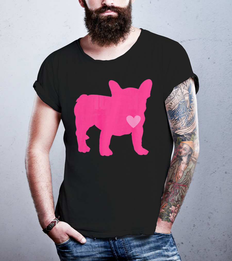 Ition Frenchie Pink Heart Valentine T-Shirt