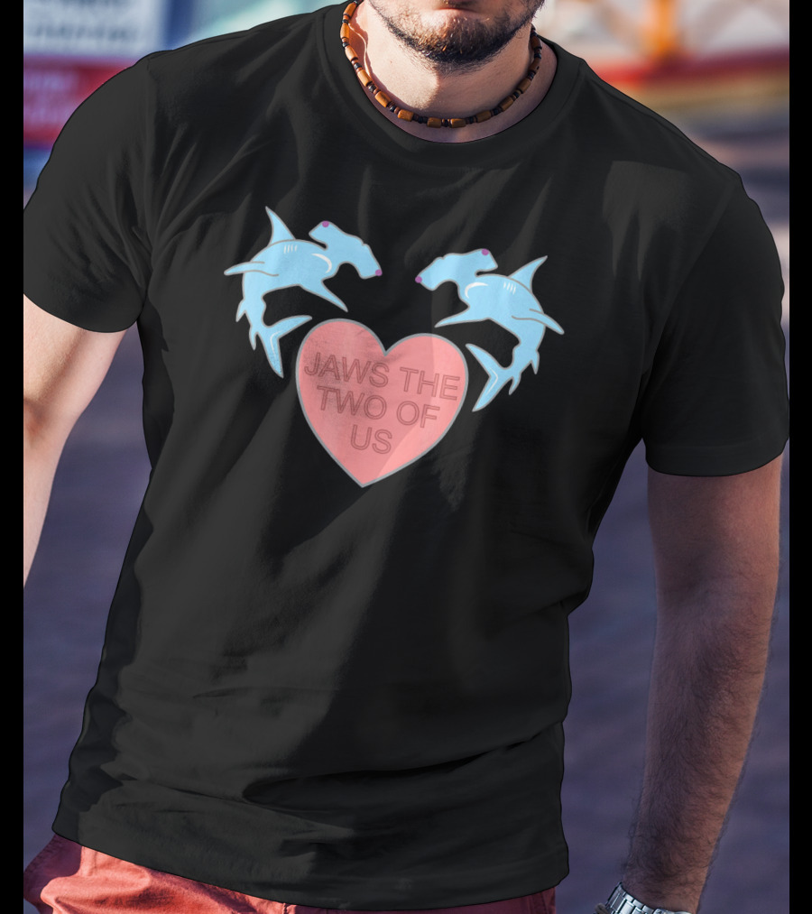Jaws The Two Of Us Valentines Heart With Hammerhead Sharks T-Shirt
