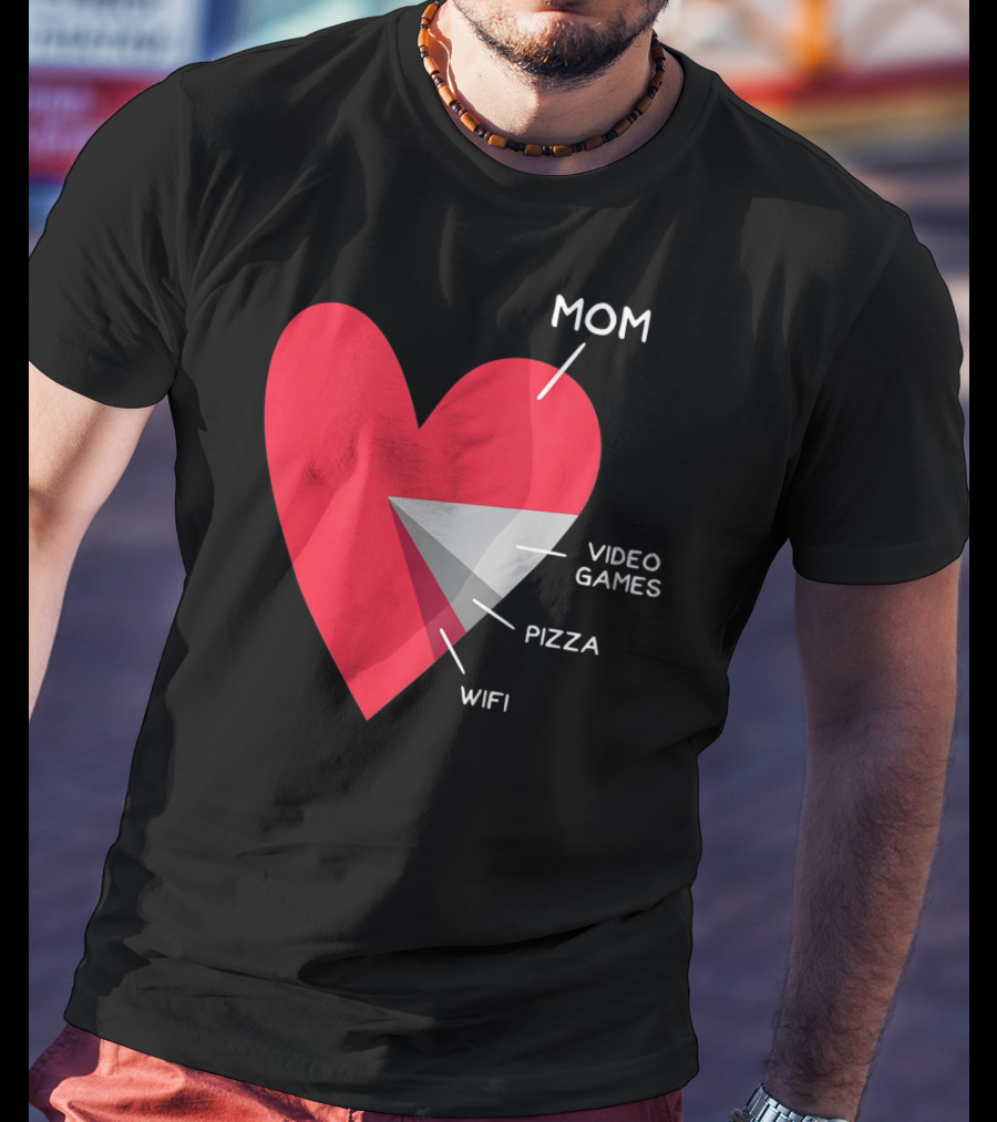 Mom Heart Video Games Pizza Wifi Pie Chart T-Shirt