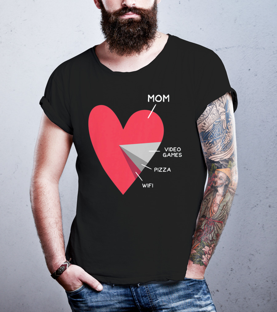 Mom Heart Video Games Pizza Wifi Pie Chart T-Shirt