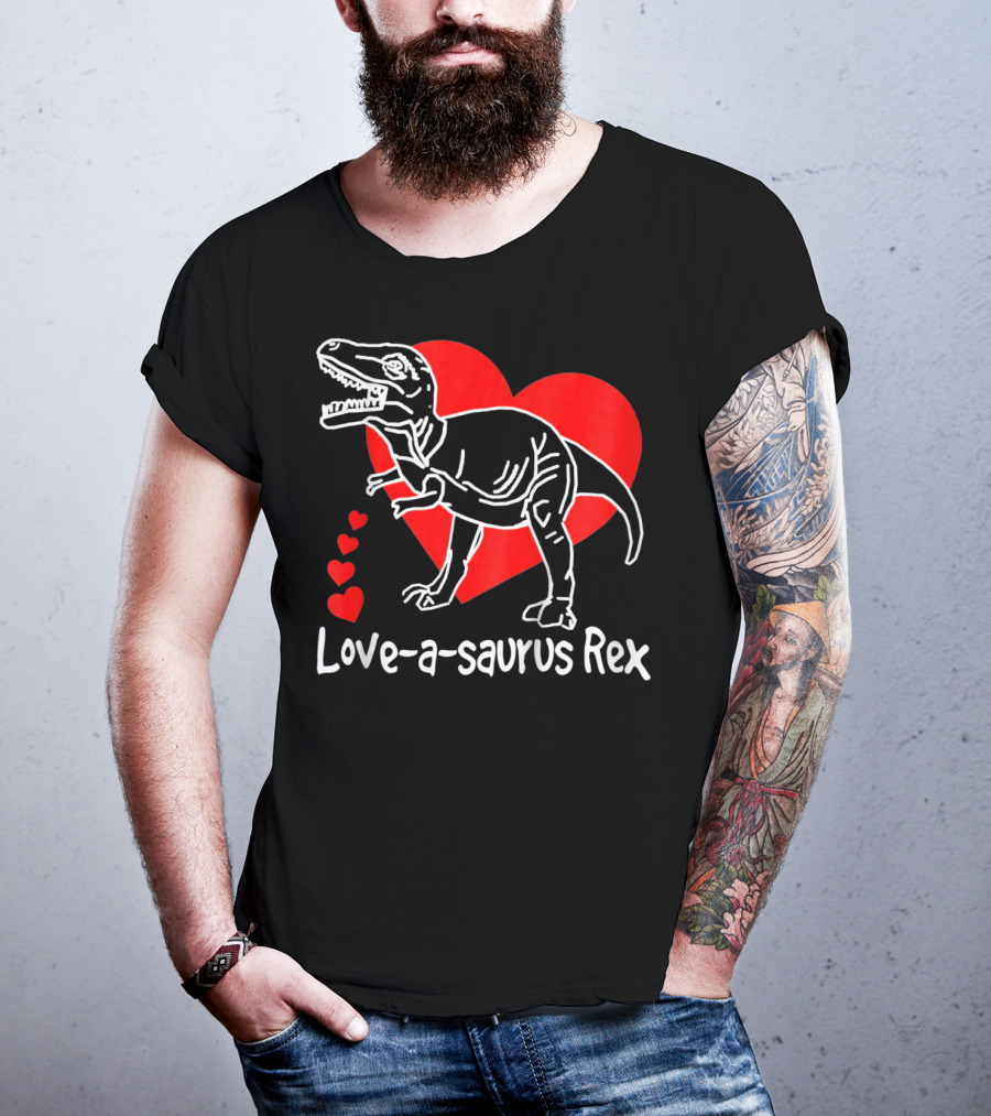 Love-a-saurus Rex Dinosaur With Red Hearts T-Shirt