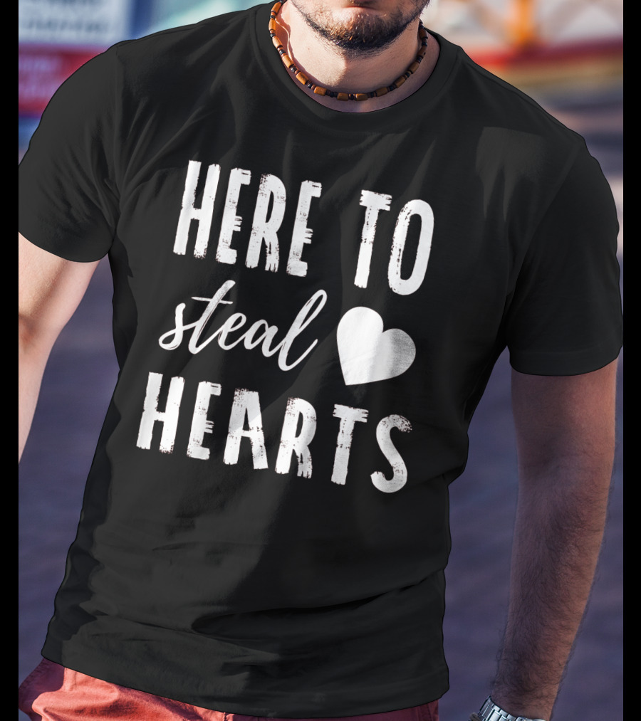 Here To Steal Hearts Kids Valentines Day T-Shirt