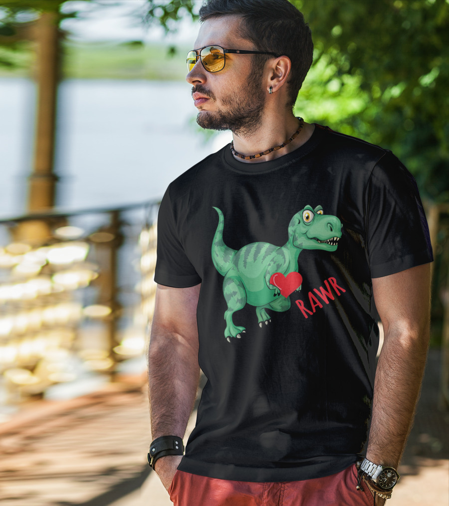 Kids Valentines Day Toddler Dinosaur Holding Heart Rawr T-Shirt