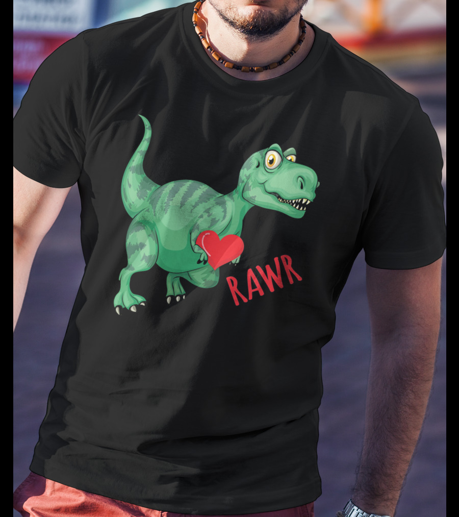 Kids Valentines Day Toddler Dinosaur Holding Heart Rawr T-Shirt
