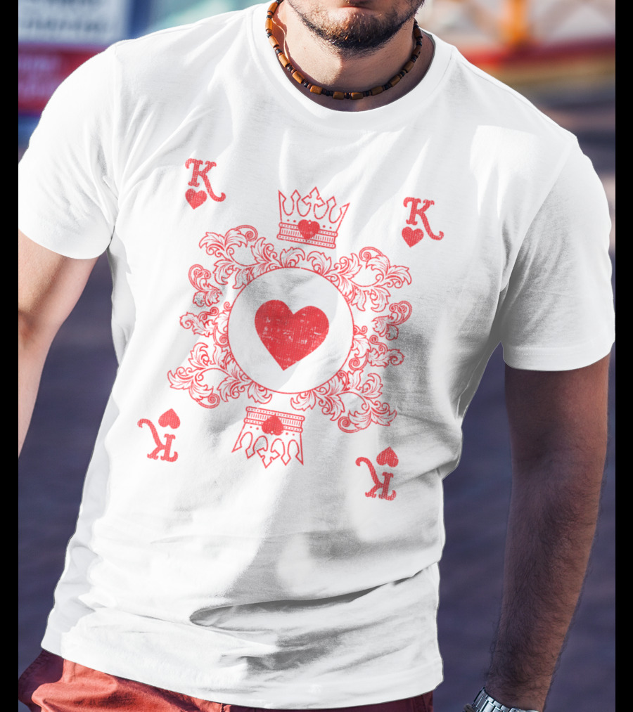 King Of Hearts Vintage Valentine Playing Card T-Shirt