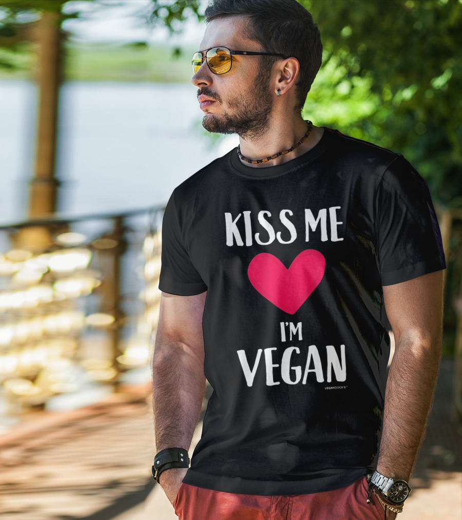 Kiss Me I'm Vegan Heart Valentine's Day Vegandocks T-Shirt