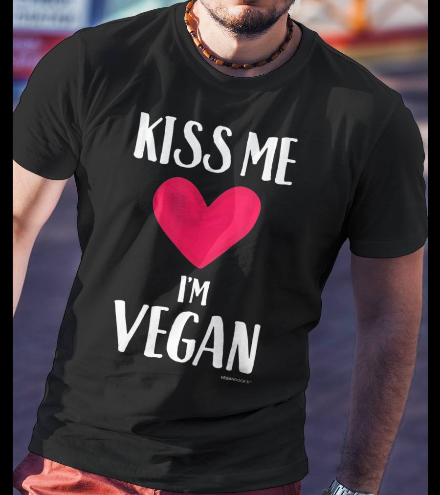 Kiss Me I'm Vegan Heart Valentine's Day Vegandocks T-Shirt