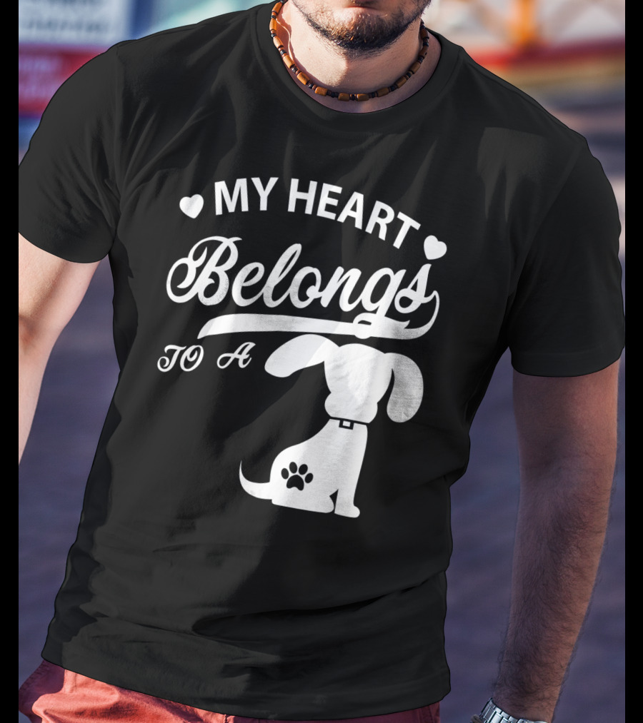 My Heart Belongs To A Dog With Paw Print And Hearts T-Shirt