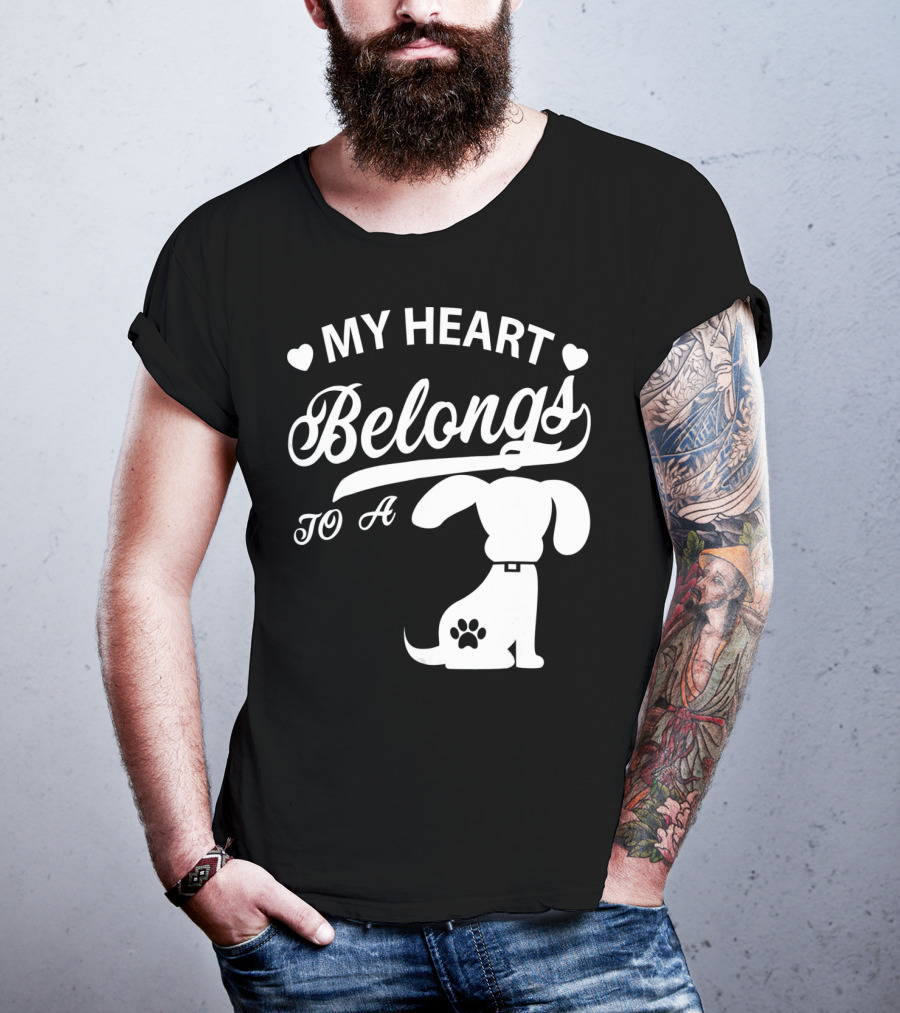 My Heart Belongs To A Dog With Paw Print And Hearts T-Shirt