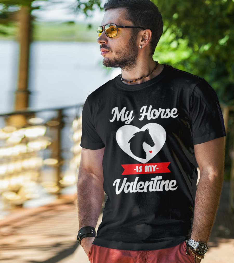 My Horse Is My Valentine Heart Silhouette Cowgirl Cowboy T-Shirt