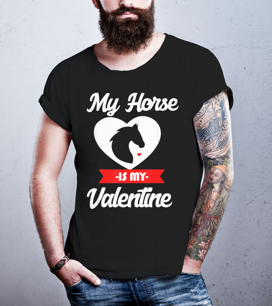 My Horse Is My Valentine Heart Silhouette Cowgirl Cowboy T-Shirt