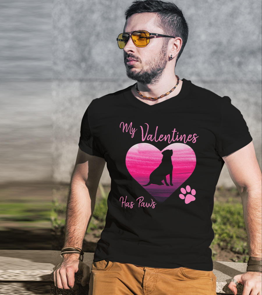 My Valentines Has Paws Labrador Retriever Dog Valentine's Day T-Shirt
