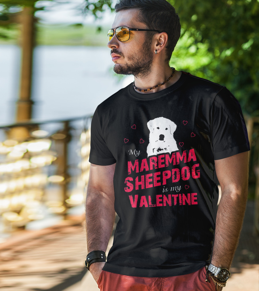 Maremma Sheepdog Valentine Love With Heart Accents T-Shirt