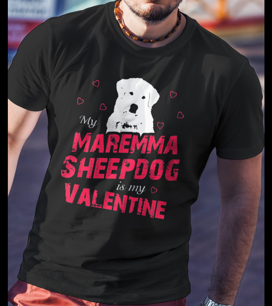 Maremma Sheepdog Valentine Love With Heart Accents T-Shirt