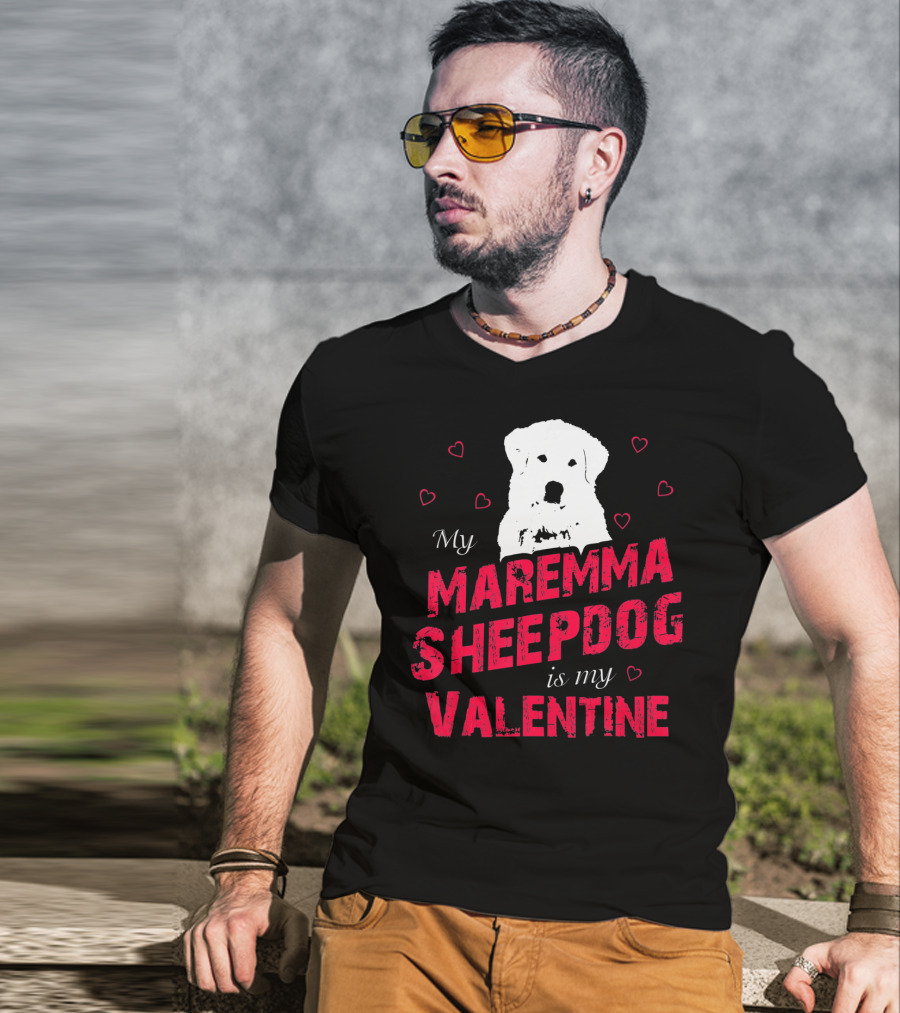 Maremma Sheepdog Valentine Love With Heart Accents T-Shirt