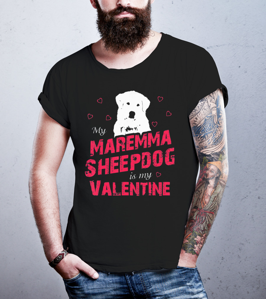 Maremma Sheepdog Valentine Love With Heart Accents T-Shirt