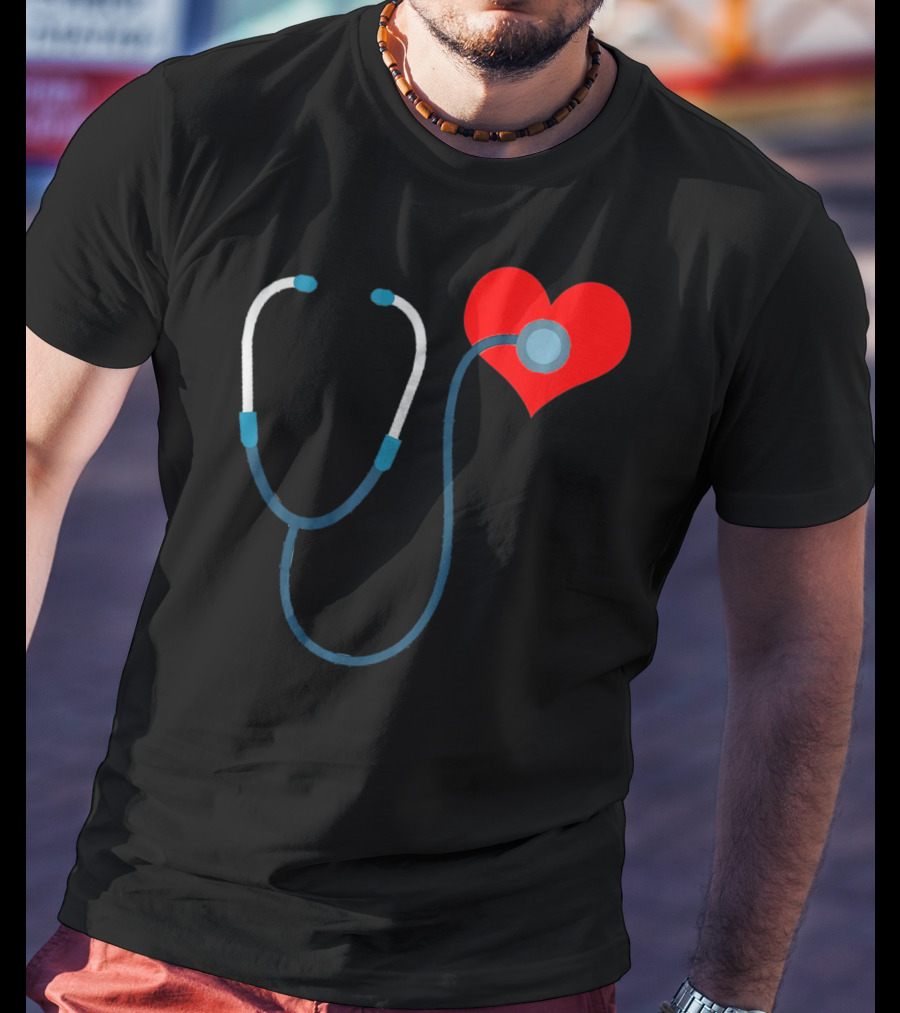 Nurse Valentine's Day Heart Stethoscope T-Shirt