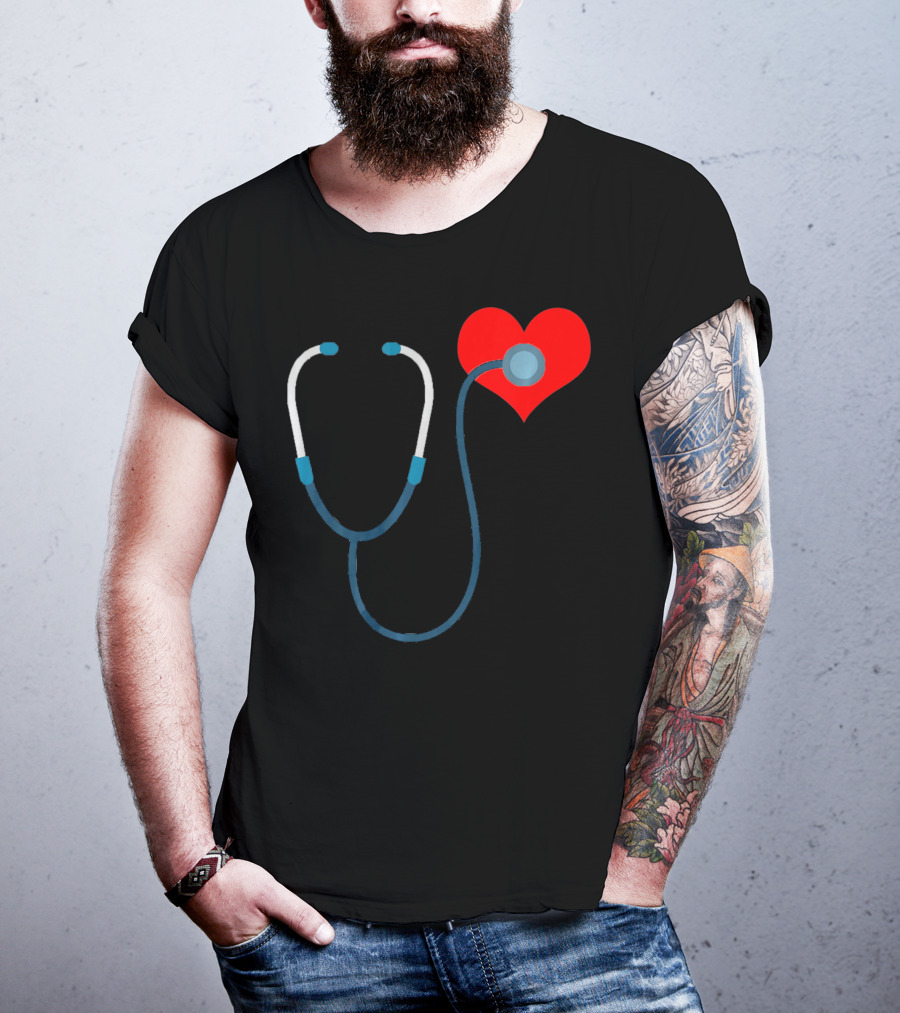 Nurse Valentine's Day Heart Stethoscope T-Shirt