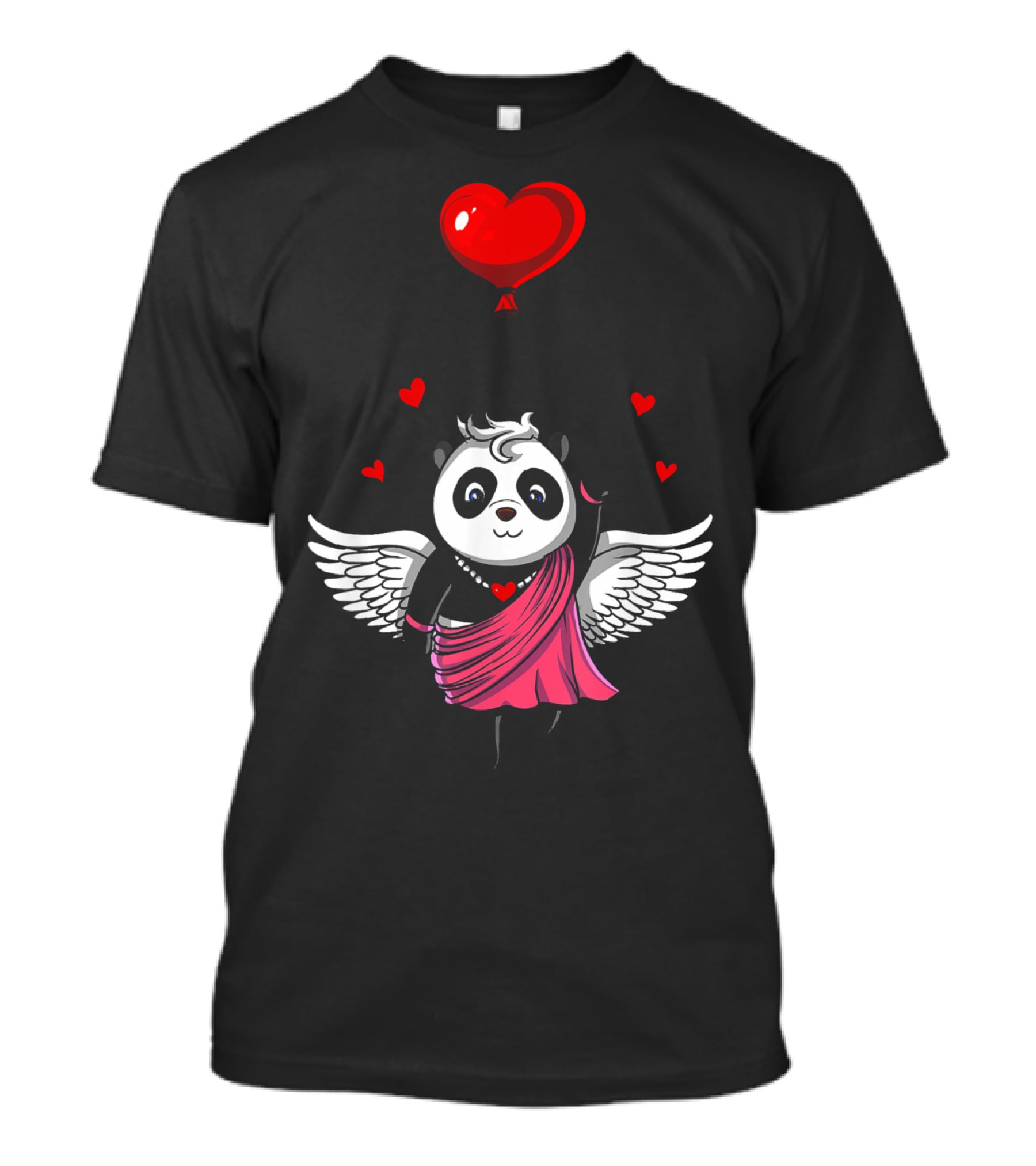 Panda Bear Cupid Valentines Day Love Balloon T-Shirt